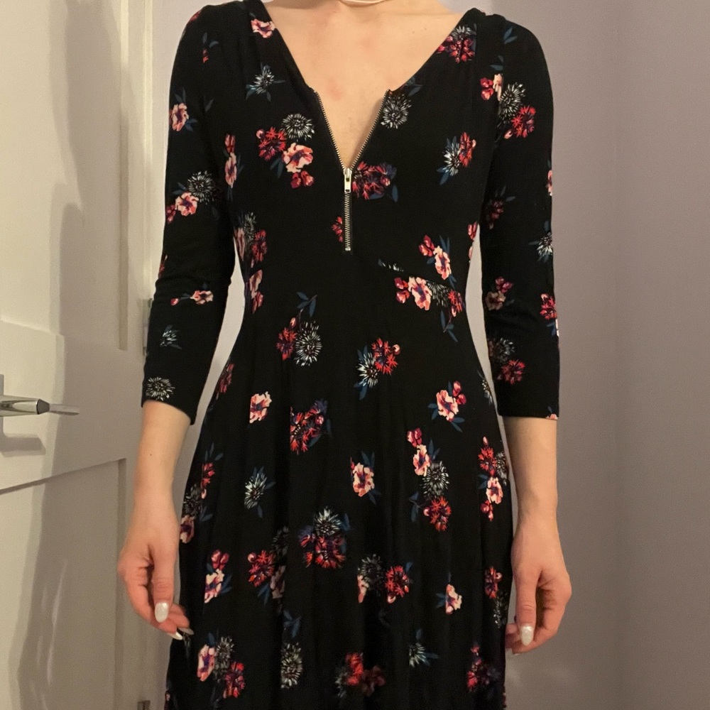 Express floral black mini dress
